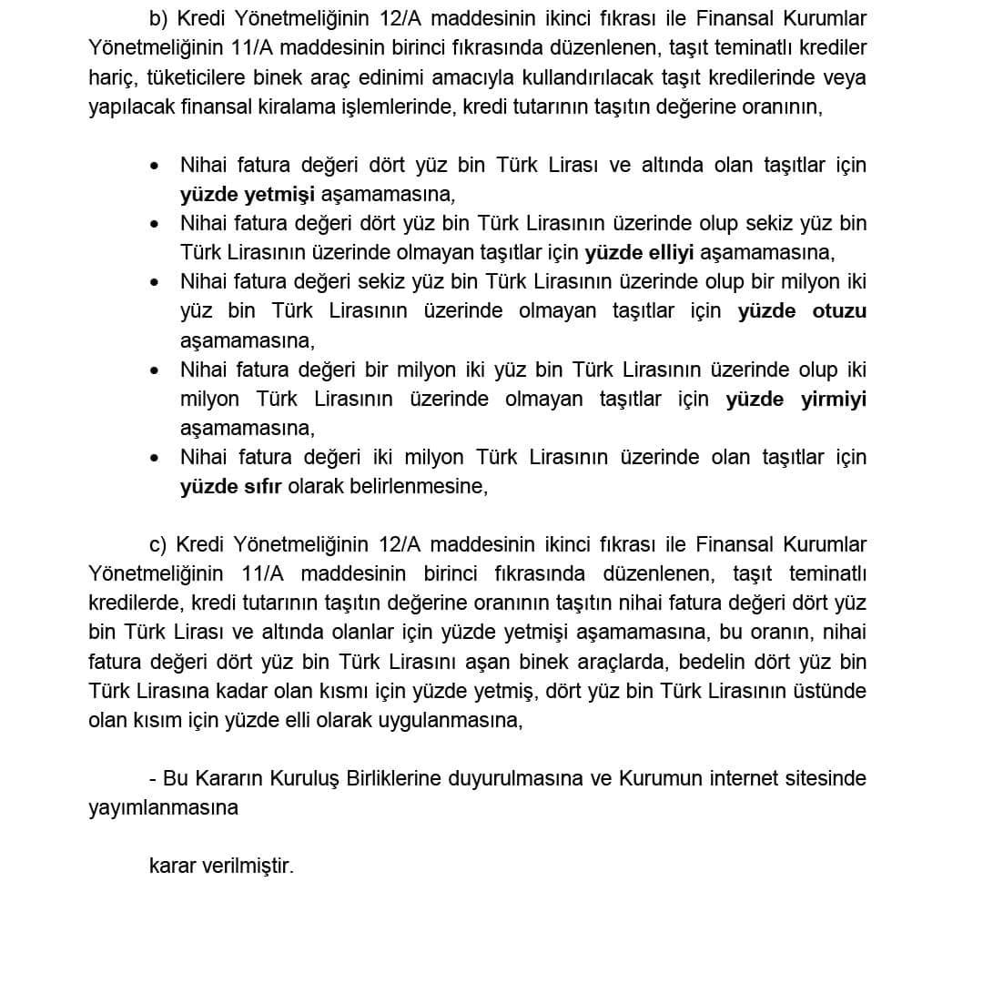 Araç Taşıt Kredileri Taksit Sayısı
