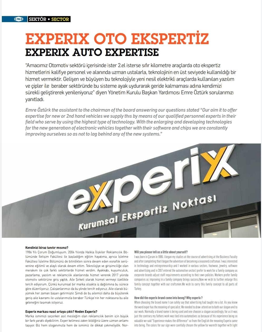 Experix bayilik dergi haberi